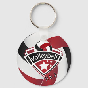Volleyball - Monogram - Donkerrood, wit en zwart Sleutelhanger