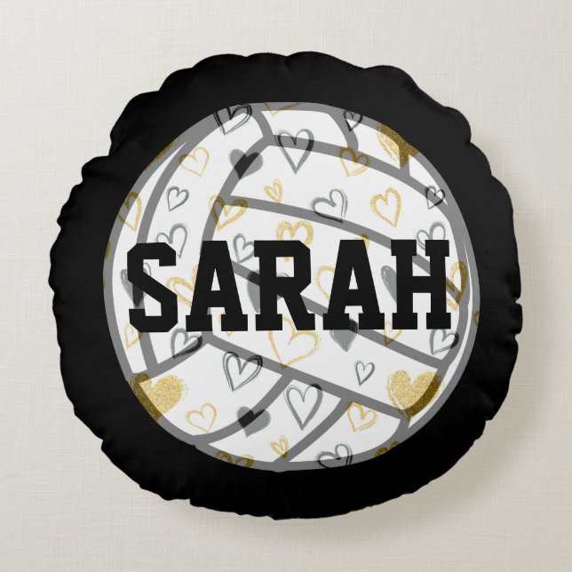 Volleyball Monogram Rond Kussen (Voorkant)