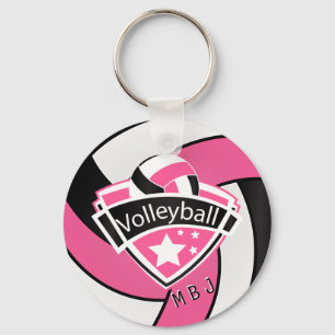 Volleyball - Monogram - Roze, wit en zwart Sleutelhanger