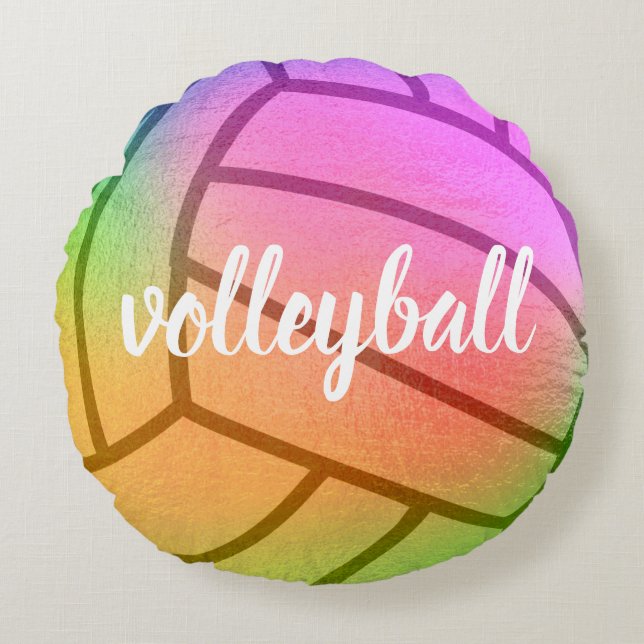 Volleyball Multicolored Monogram Rond Kussen (Voorkant)