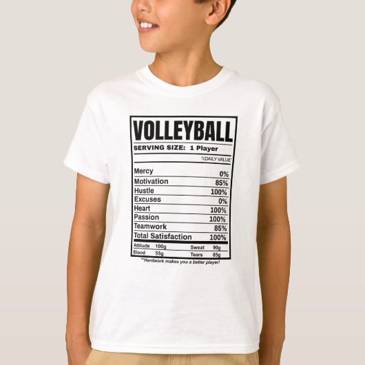 Volleyball Nutrition Facts T-shirt (Voorkant)