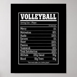 Volleyball Nutrition Facts Women Man Player Poster