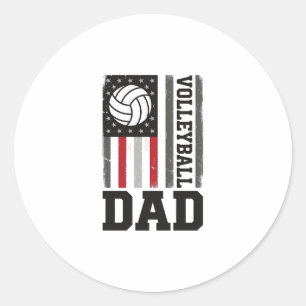 Volleyball Papa Amerikaanse Vlag Vintage Gravure O Ronde Sticker