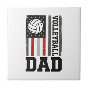 Volleyball Papa Amerikaanse Vlag Vintage Gravure O Tegeltje