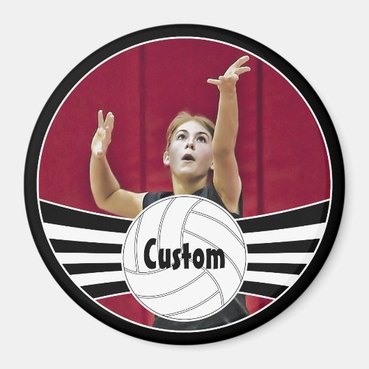 Volleyball Player Custom Photo & Name Magnet Magneet (Voorkant)
