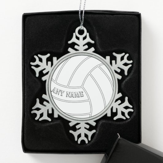 Volleyball Player Custom Text-kerstversiering Tin Sneeuwvlok Ornament (Kistje)