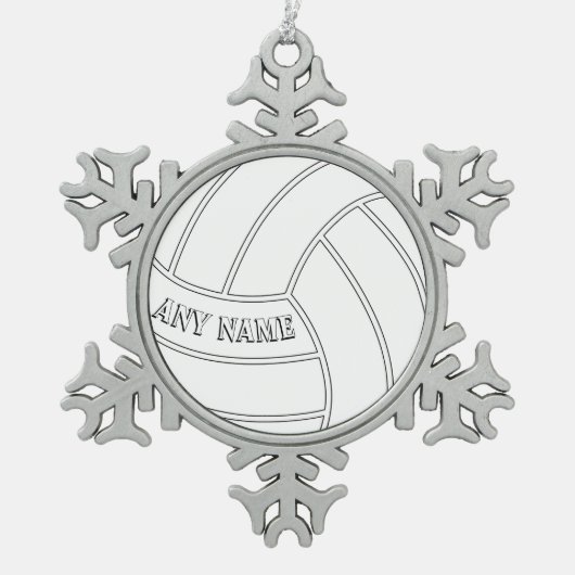 Volleyball Player Custom Text-kerstversiering Tin Sneeuwvlok Ornament (Voorkant)