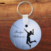 Volleyball Player Silhouette and Ball personalize Sleutelhanger (Voorkant)