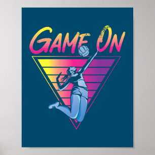 Volleyball Player Team Retro 80s 90s game aan Poster