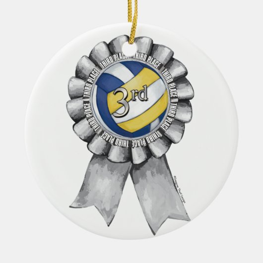Volleyball Ribbons 3de Keramisch Ornament (Voorkant)