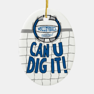 Volleyball Rocks Blue en Silver Keramisch Ornament