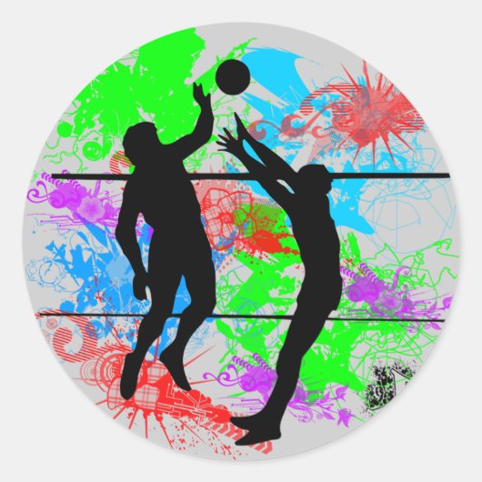 Volleyball Ronde Sticker (Voorkant)