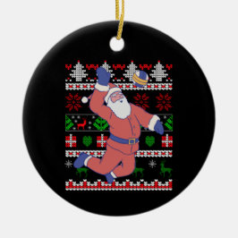 Volleyball Santa Claus Ugly Kerstmis Keramisch Ornament