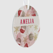 Volleyball Santa Hat Name Christmas Ornament (voorkant)