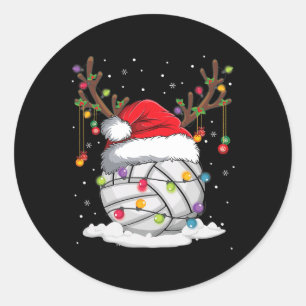 Volleyball Santa Hat Reindeer kerstlampje Fun Ronde Sticker