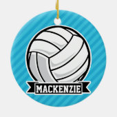 Volleyball; Sky Blue Stripes Keramisch Ornament (Achterkant)
