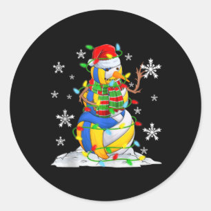 Volleyball Sneeuwman Kerstboom Lichtjes Xma Ronde Sticker