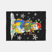 Volleyball Snowman Christmas Tree Lights Xma Fleece Deken (Voorkant (Horizontaal))