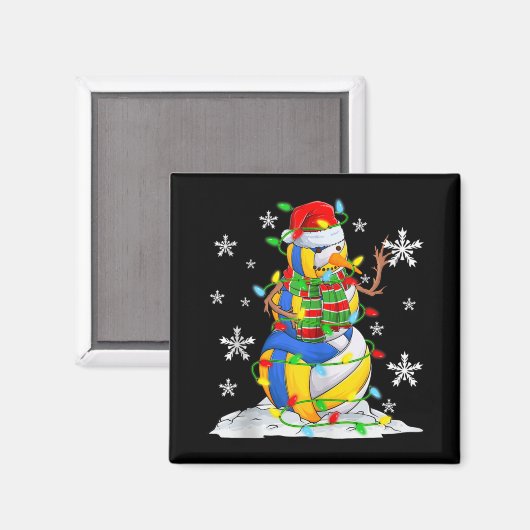Volleyball Snowman Christmas Tree Lights Xma T Shi Magneet (Voorkant / Achterkant)