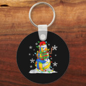Volleyball Snowman Christmas Tree Lights Xma T Shi Sleutelhanger (Voorkant)