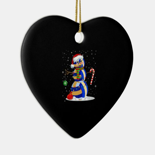 Volleyball Snowman Funny Kerstpyjamas Matchin Keramisch Ornament (Rechts)