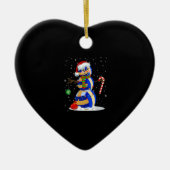 Volleyball Snowman Funny Kerstpyjamas Matchin Keramisch Ornament (Voorkant)