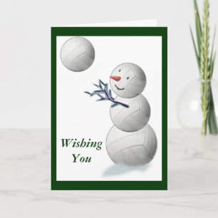 Volleyball Snowman Kerstmis Feestdagen Kaart