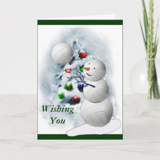 Volleyball Snowman Kerstmis Feestdagen Kaart