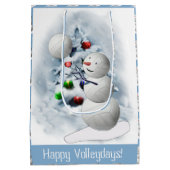 Volleyball Snowman Kerstmis Medium Cadeauzakje (Achterkant)
