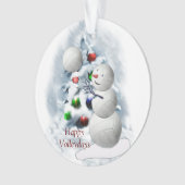 Volleyball Snowman Kerstmis Ornament (voorkant)