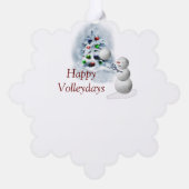 Volleyball Snowman Kerstmis Ornament Kaart (Achterkant)