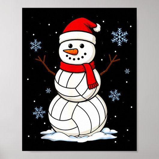 Volleyball Snowman Merry Christmas Funny Srts Xmas Poster (Voorkant)