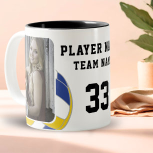 Volleyball Speler Naam Nummer Team 2 Foto's Tweekleurige Koffiemok