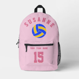 Volleyball Team Name Custom Sports Rose pink Print Bedrukte Rugzak