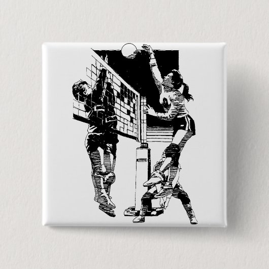 Volleyball Vierkante Button 5,1 Cm (Voorkant)