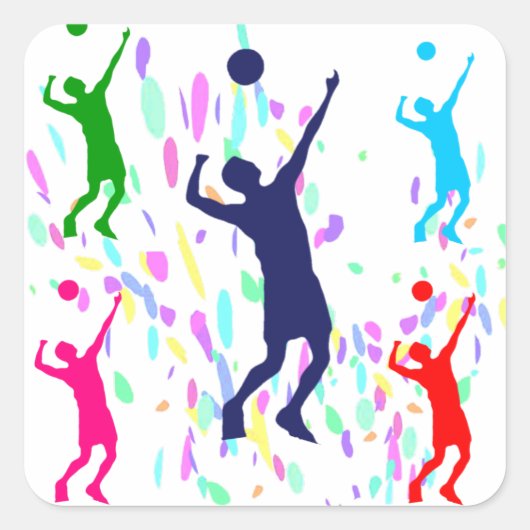 VOLLEYBALL VIERKANTE STICKER (Voorkant)