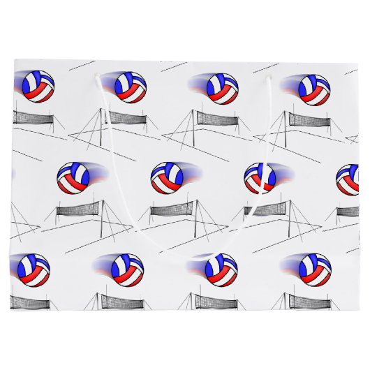 Volleyball vliegt over het net groot cadeauzakje (Achterkant)