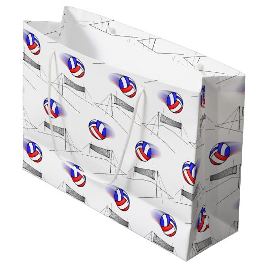 Volleyball vliegt over het net groot cadeauzakje (Voorkant Gekanteld)