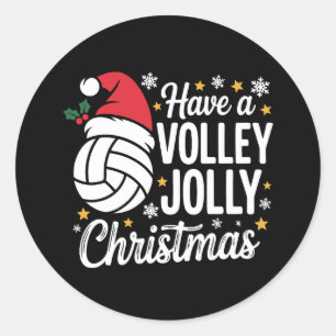 Volleyball Volley Jolly Kerstmis Kerstmuts Sport Ronde Sticker
