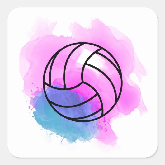 Volleyball-Waterverf Vierkante Sticker (Voorkant)