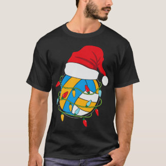 Volleyball Xmas Lights Santa Costume Pajama Winter T-shirt