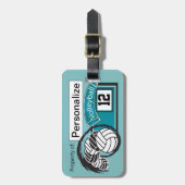 VolleybalLabel 🏐 - Blauwgroen blauw Bagagelabel (Voorkant verticaal)