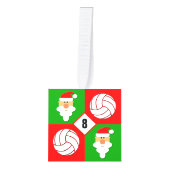 Volleyballen en Santa Clause Douane Jersey Aantal Kubus Ornament (Voorkant)