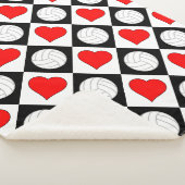 Volleyballen & Hart Cute Checkered Pattern Warm Sherpa Deken (3/4)