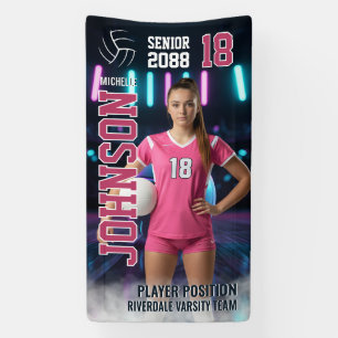 Volleyballspeler Senior Night Foto Futuristisch Spandoek
