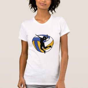 Volleyballspeler Spike Silhouet Atletische Sporten T-shirt