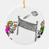Volleybalmeisje vs jongen keramisch ornament (Achterkant)