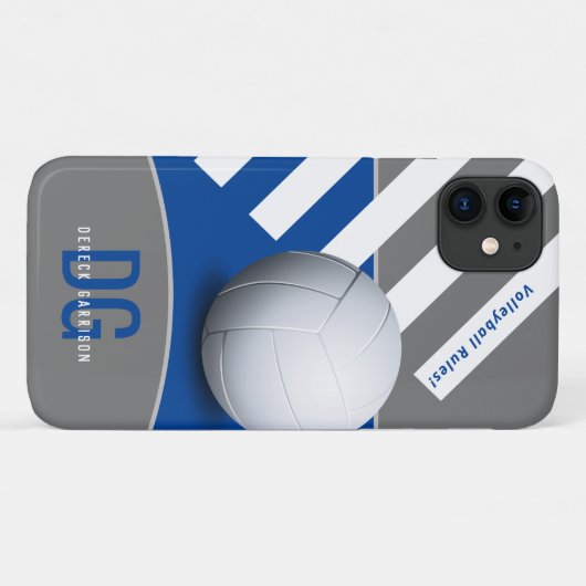 Volleybalregels | Initialen Deep Blue Case-Mate iPhone Case (Achterkant (horizontaal))