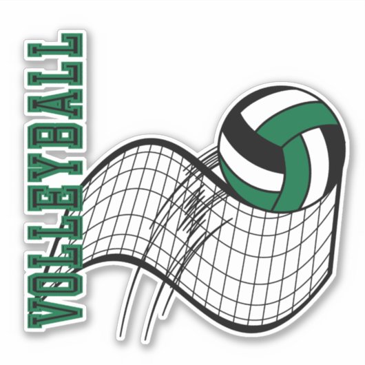 Volleybalspel - Donkergroen Sticker (Voorkant)