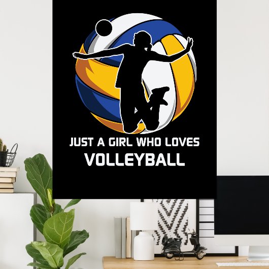 Volleybalspeler alleen een meisje dat van Volleyba Poster (Thuiskantoor)